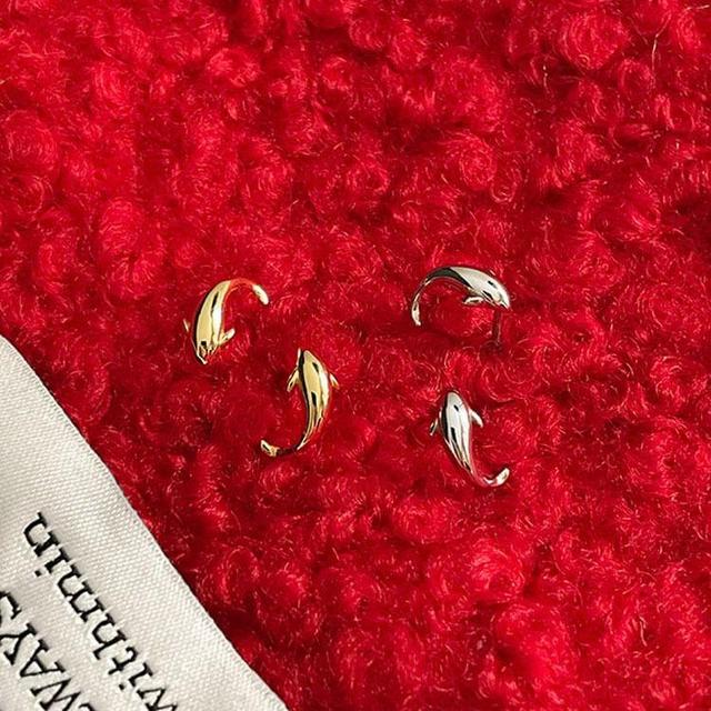 925 Sterling Silver Fish Stud Earring Product Image