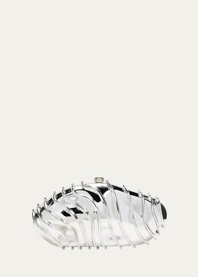 CULT GAIA Ezara Wavy Clutch Bag In Silver Product Image