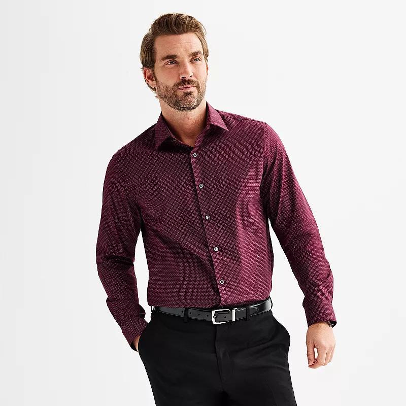 Mens Apt. 9 Premier Flex Regular-Fit Wrinkle Resistant Dress Shirt Red Geo Print Product Image