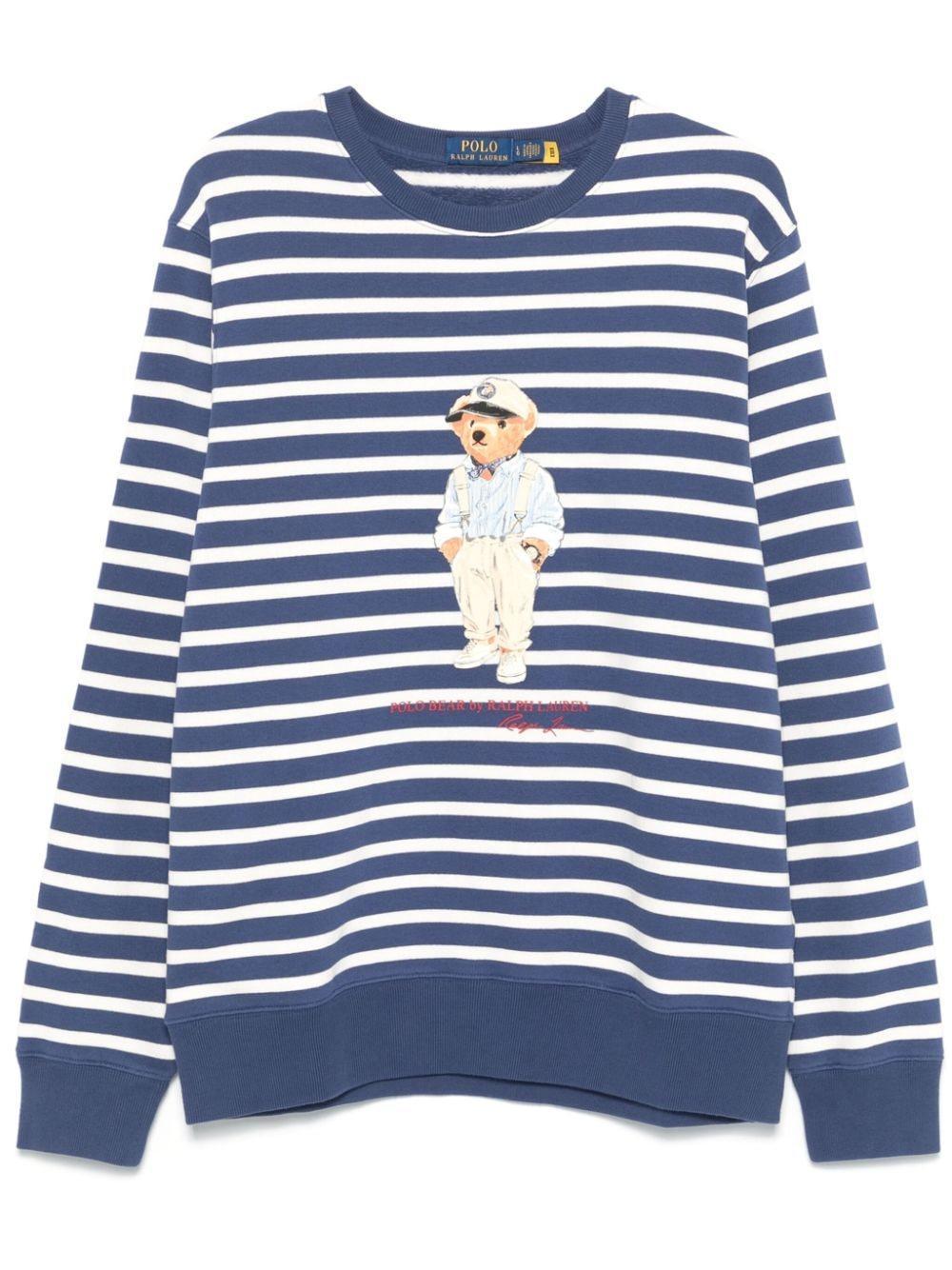 Polo Bear Stripe Sweatshirt In Lt Nvy,deck Wht Hmgy Bear Product Image