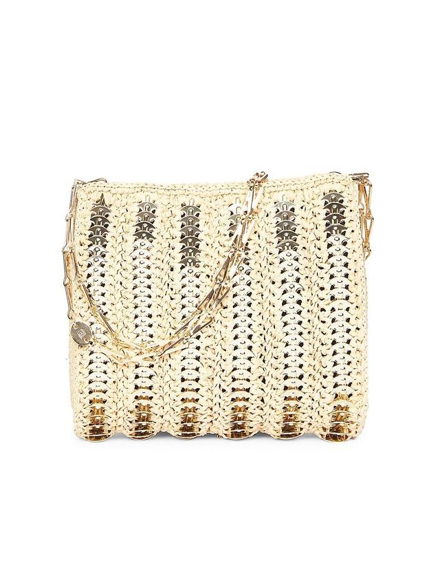 Womens Raffia & Metal Disc Shoulder Bag Product Image