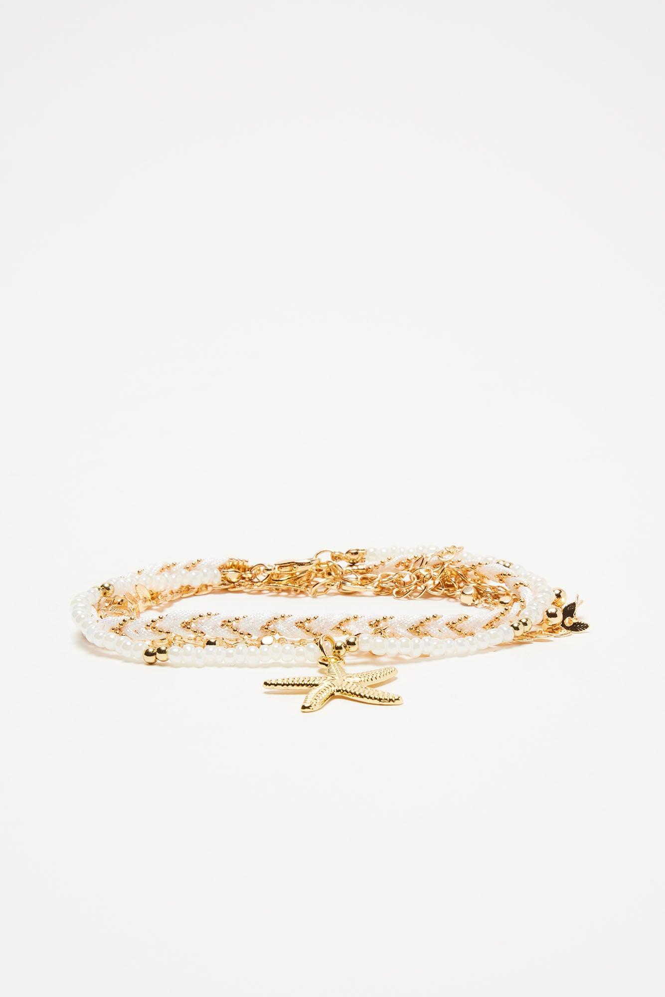 Salt And Sand 4 Piece Bracelet Set - White/Gold Product Image