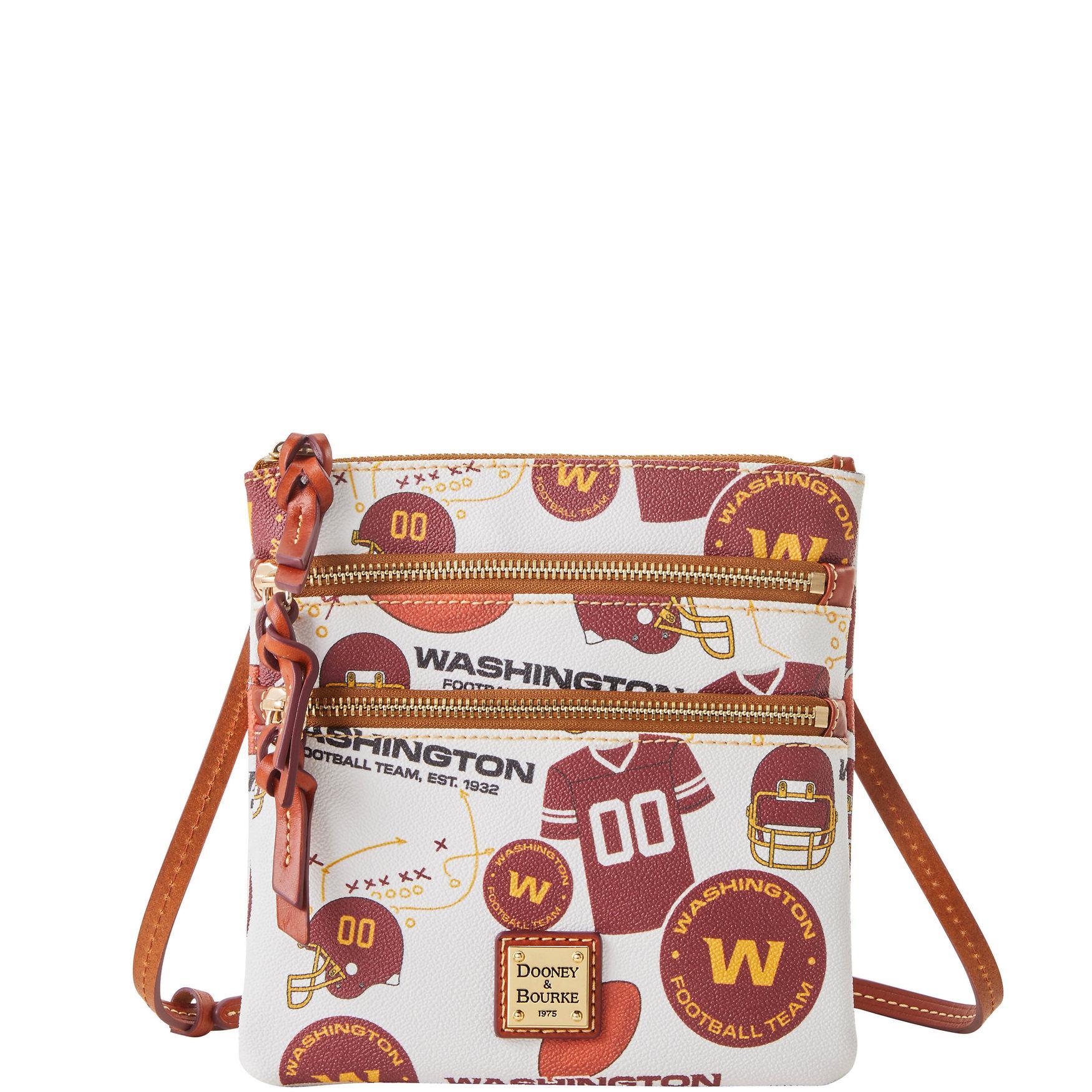 Dooney & Bourke Womens NFL Washington North South Triple Zip Crossbody Coated Cotton Shoulder Bag in White Multi Product Image