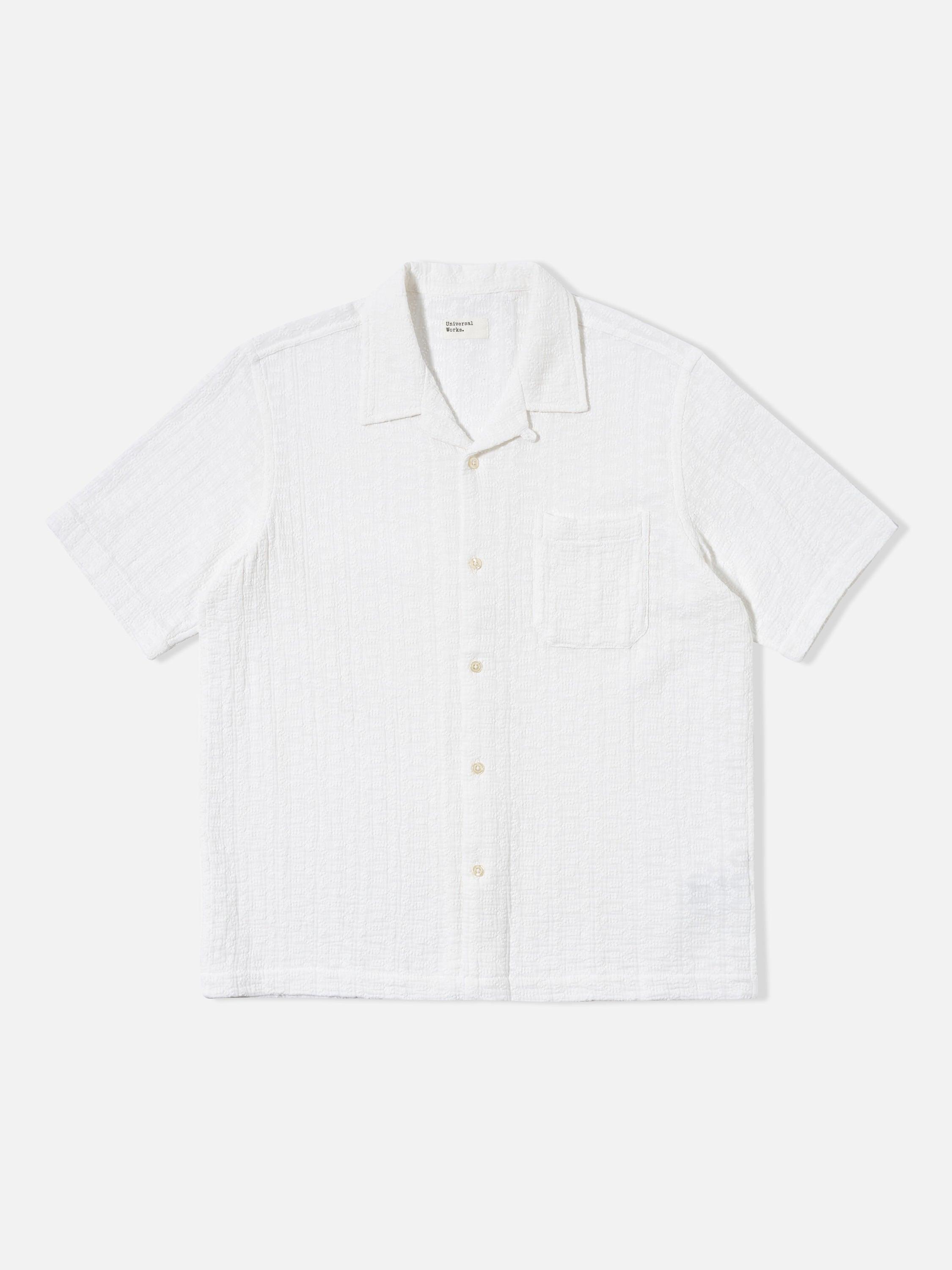 Universal Works Road Shirt in White Bobble Cotton Product Image