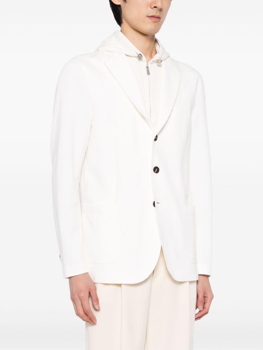 Single-breasted Hooded Blazer In Neutrals Product Image