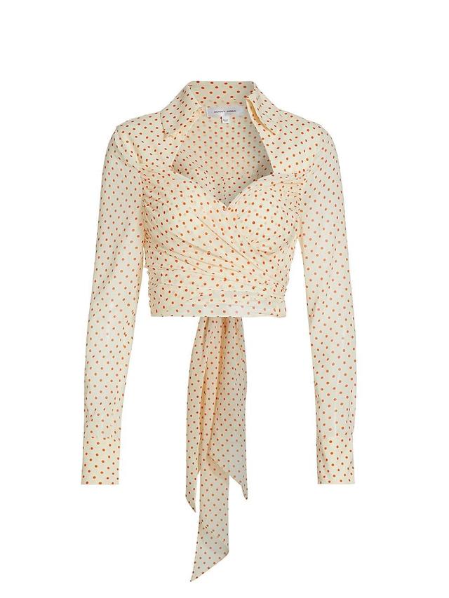 Womens Aelish Silk Polka Dot Wrap Top Product Image