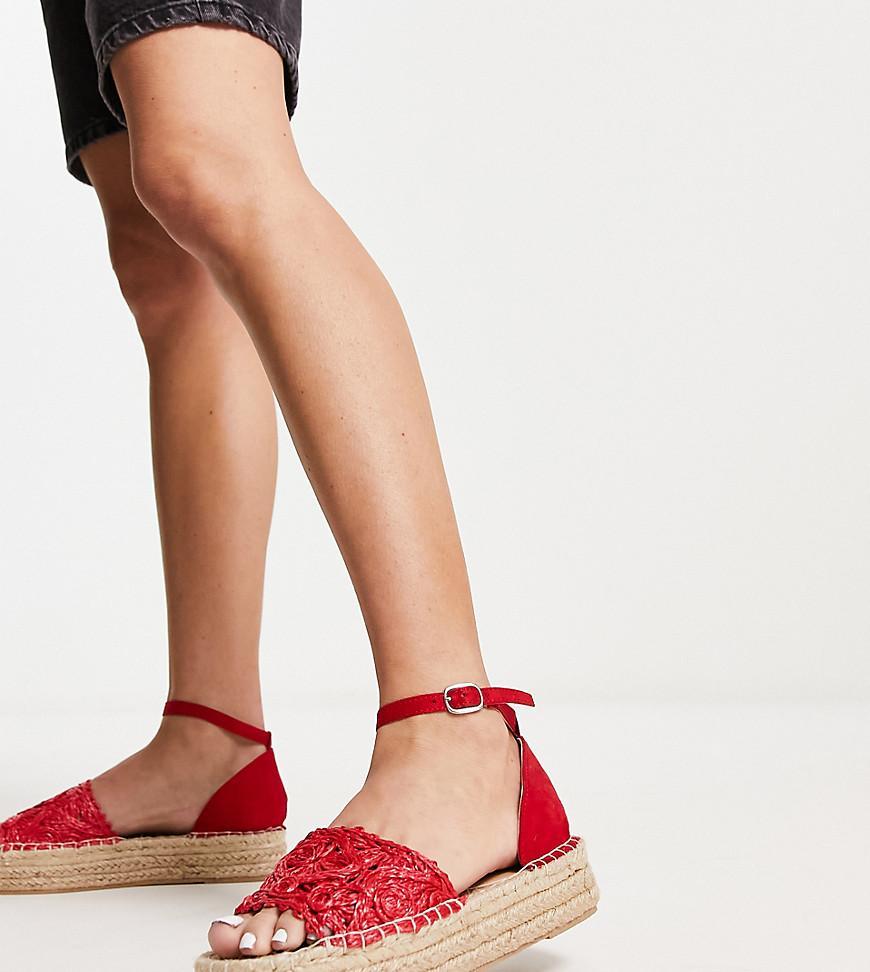 South Beach woven flatform espadrille sandals in red Product Image