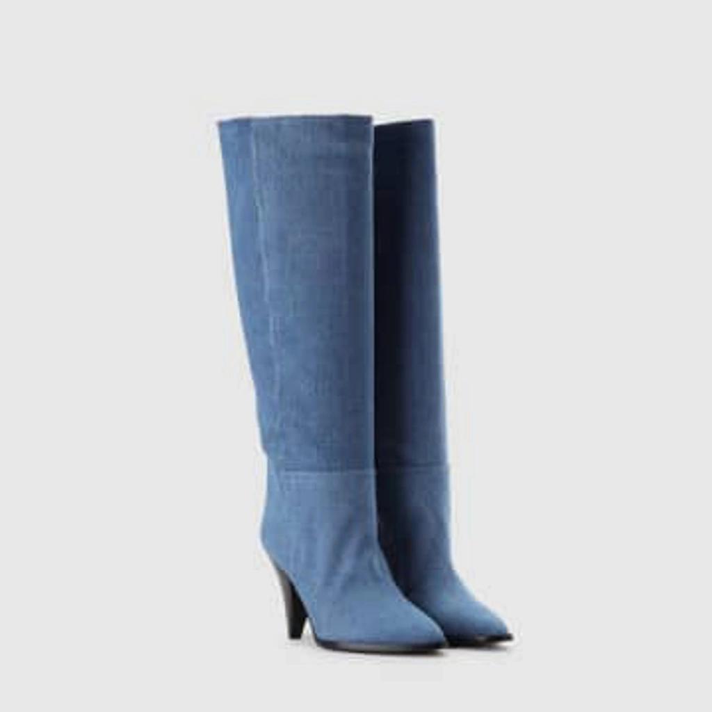 Ririo Denim Knee Boots In Blue product image