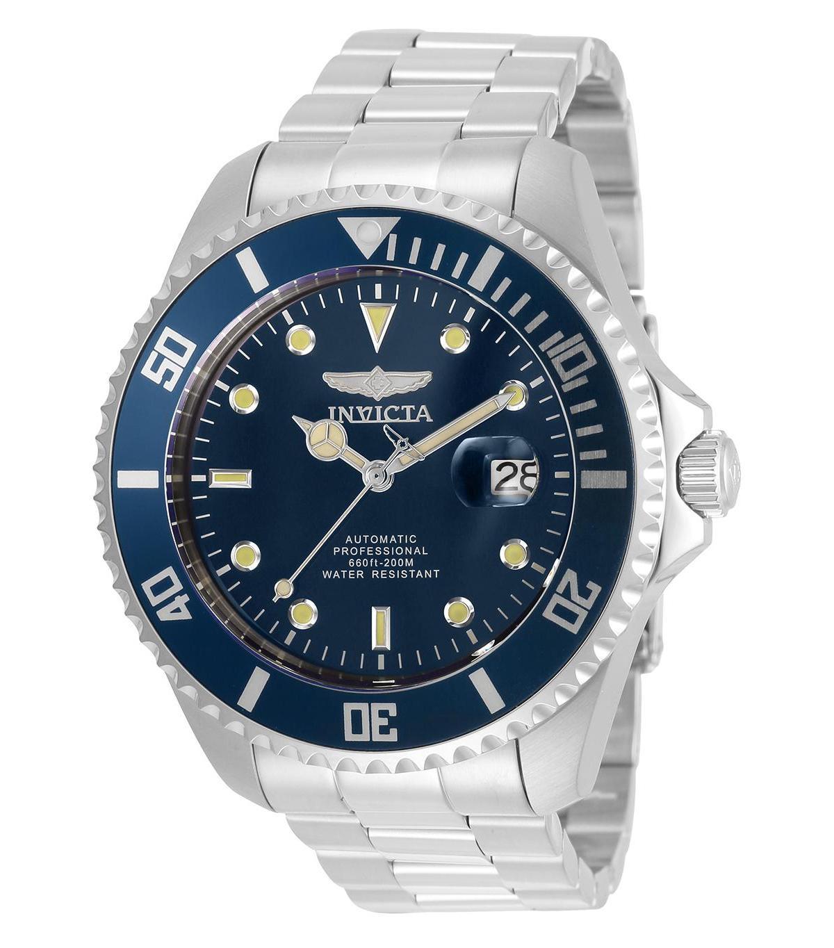 Invicta Mens Pro Diver Automatic 3 Hand Navy Blue Dial Stainless Steel Bracelet Watch - Blue Product Image