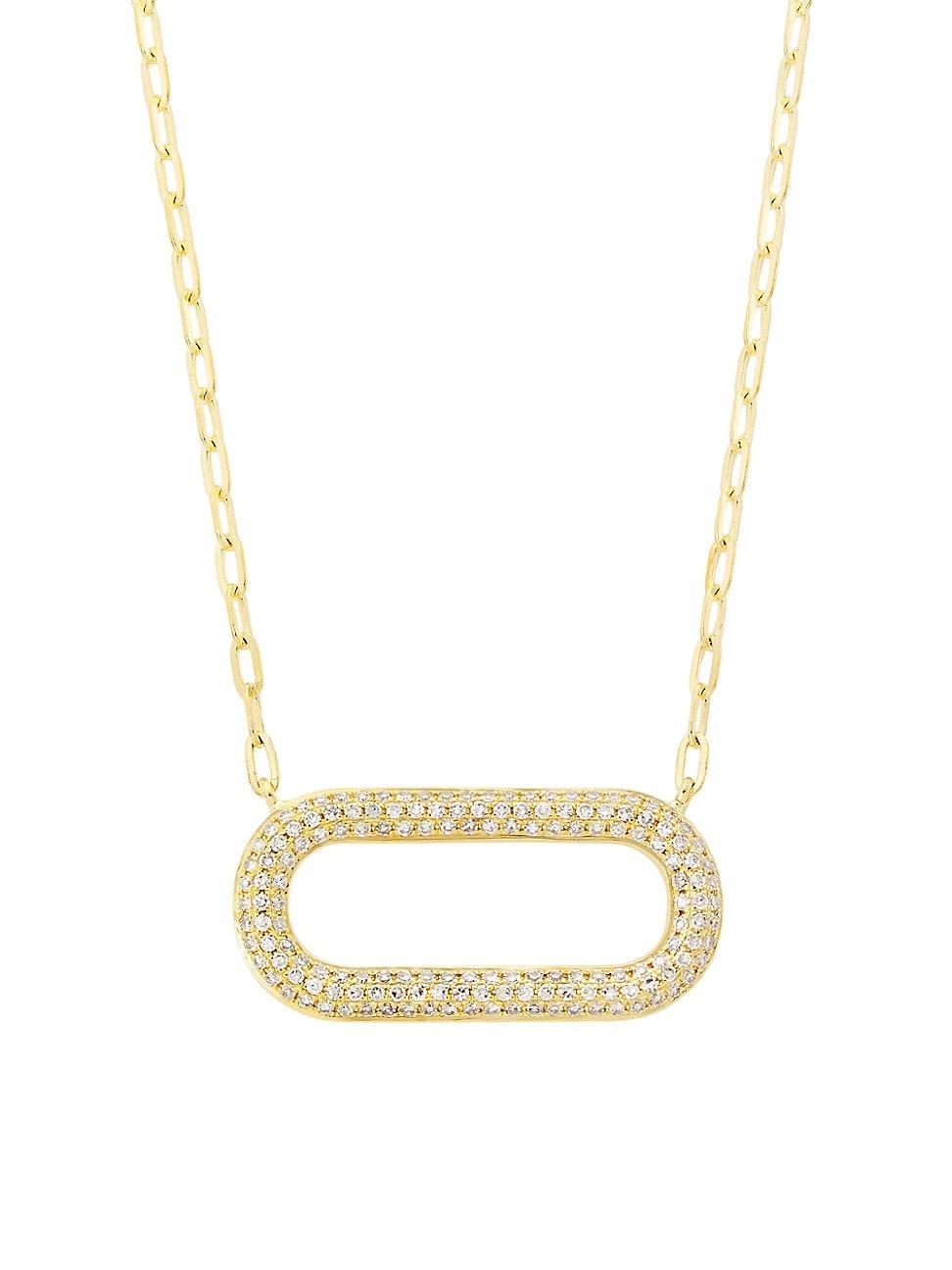 Womens 14K Yellow Gold & 0.36 TCW Diamond Paper Clip Link Necklace Product Image