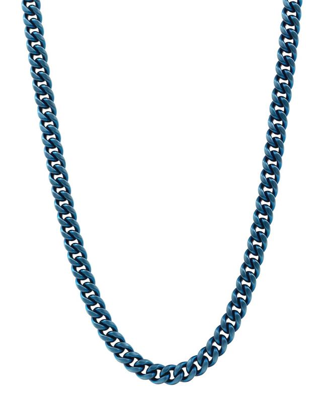 Blackjack Mens Miami Cuban Link 24 Chain Necklace Ion-Plated Stainless Steel - Blue Product Image