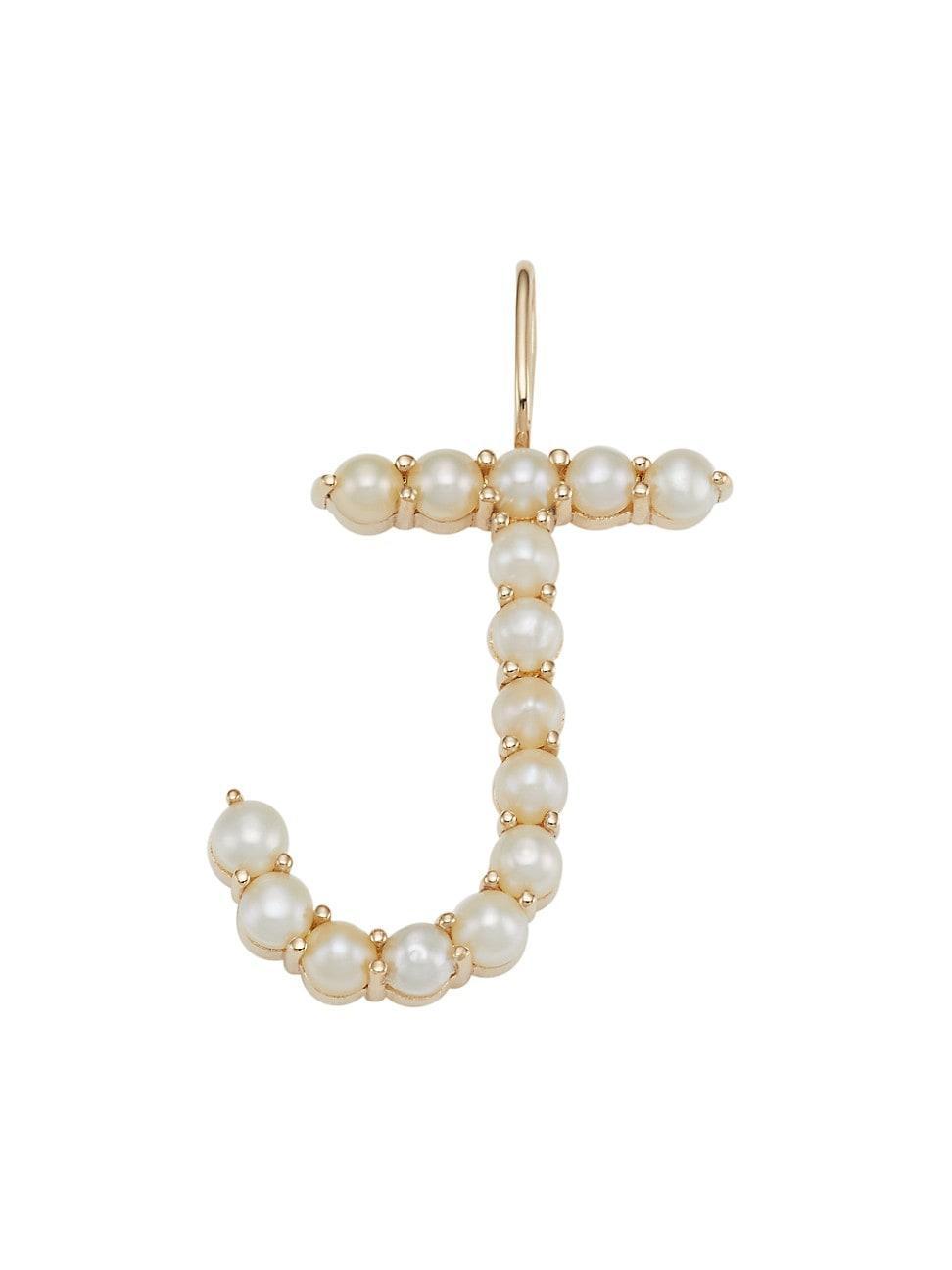 Womens Large 14K Gold & Pearl Initial Charm Product Image