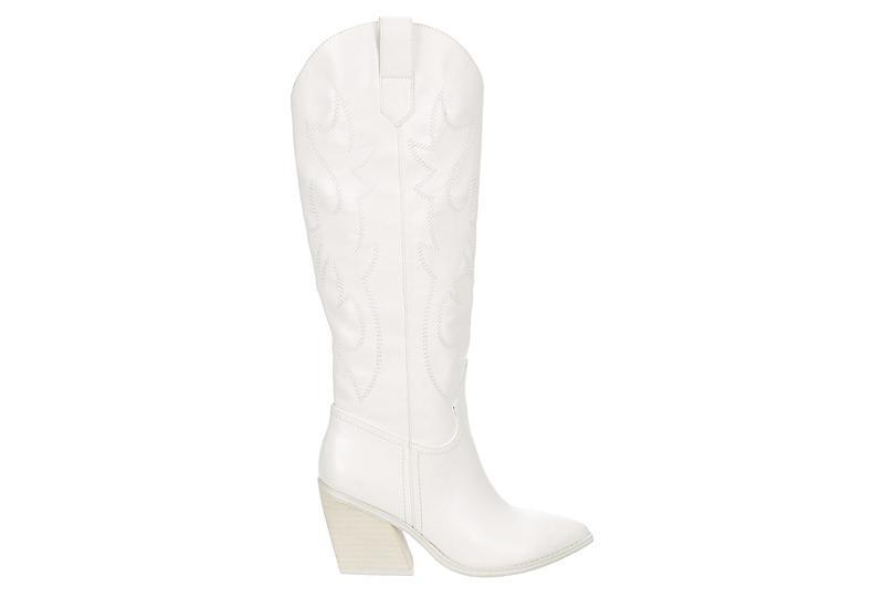 madden girl Arizona Womens Knee-High Western Boots Ivory Product Image