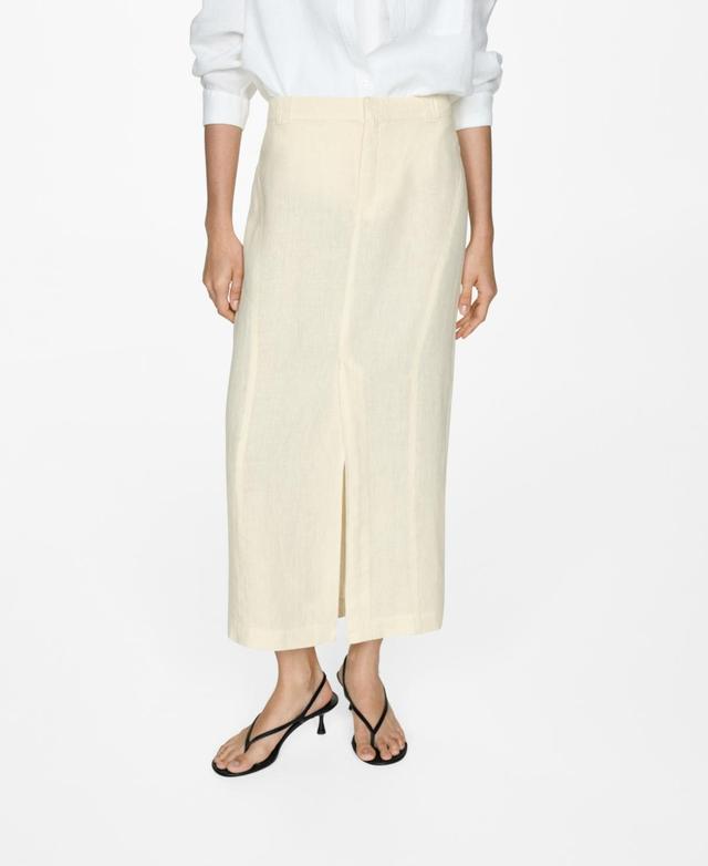 Mango Womens Slit Detail Linen Skirt Product Image