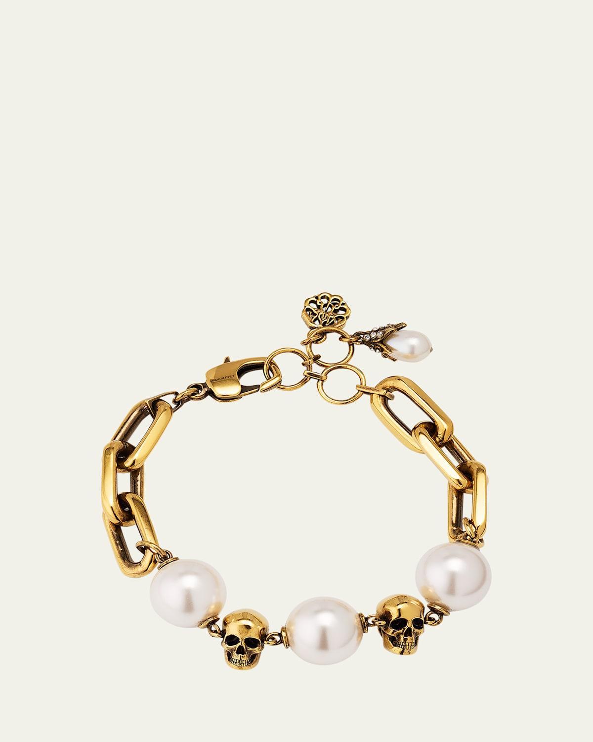 Pearly Chain and Skull Bracelet Product Image