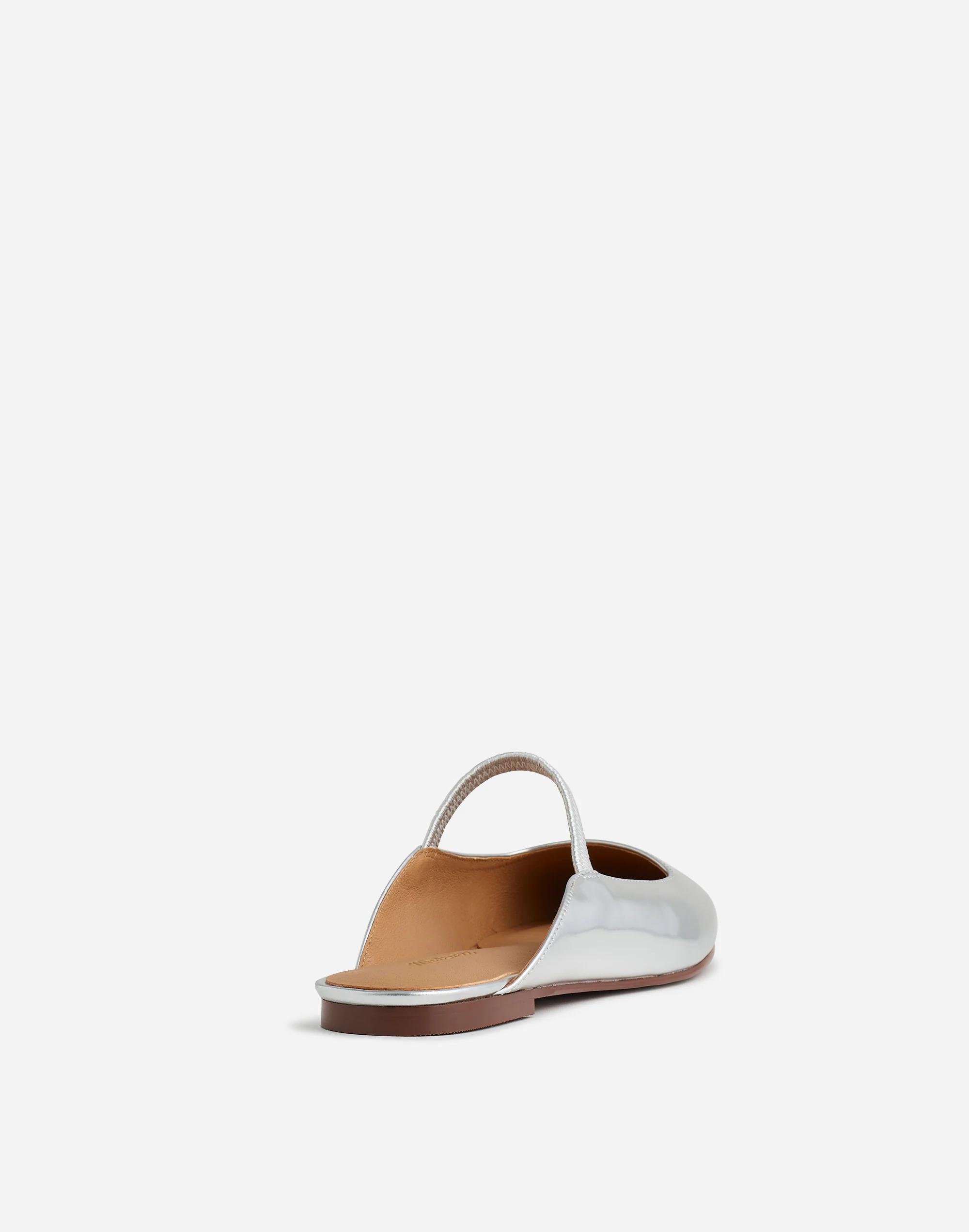 The Greta Ballet Flat Mule in Specchio Leather Product Image