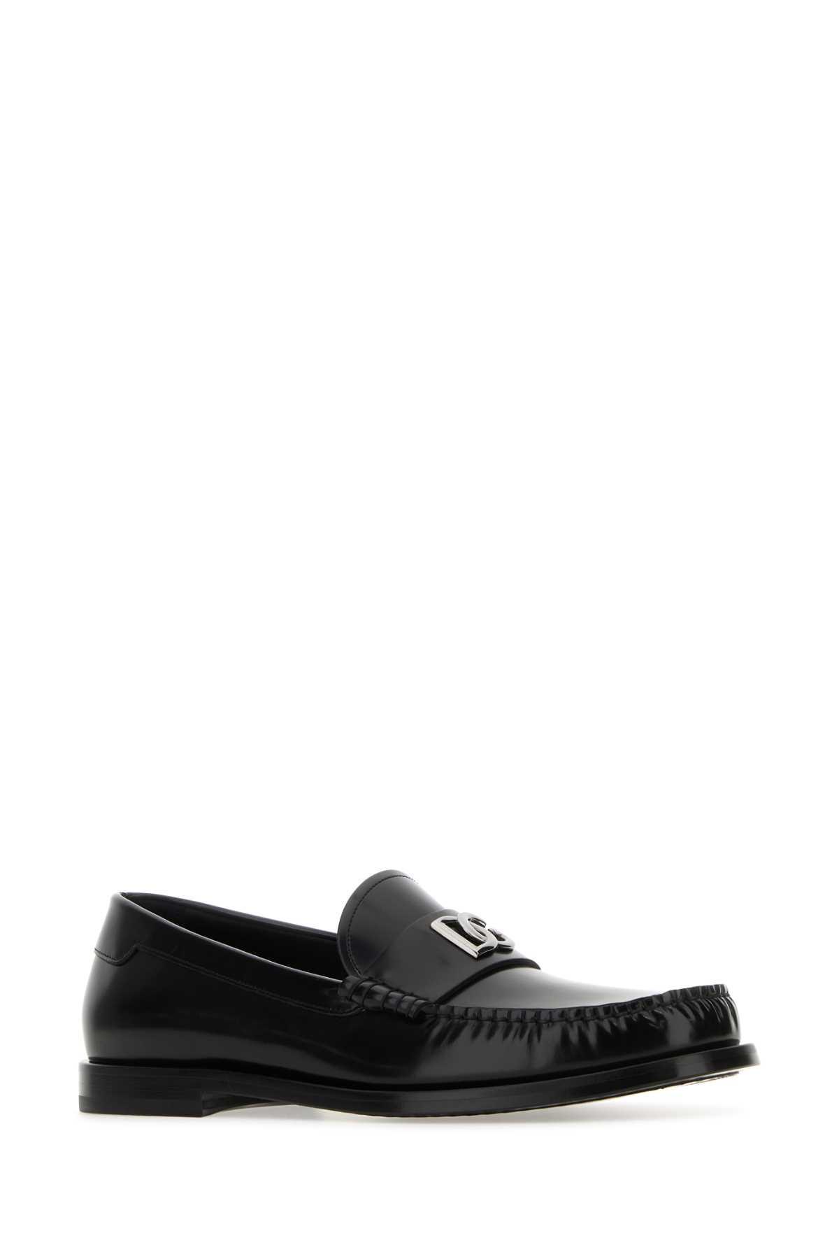 Black Leather Loafers In Nero Product Image