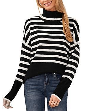 CeCe Striped Turtleneck Sweater Product Image