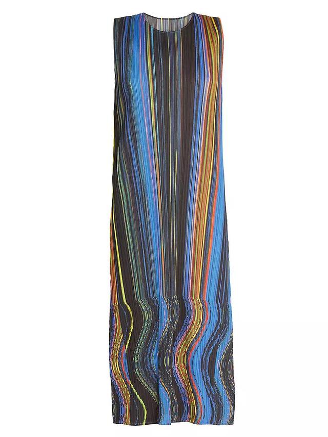 Warp Pleated Striped Midi-Dress Product Image