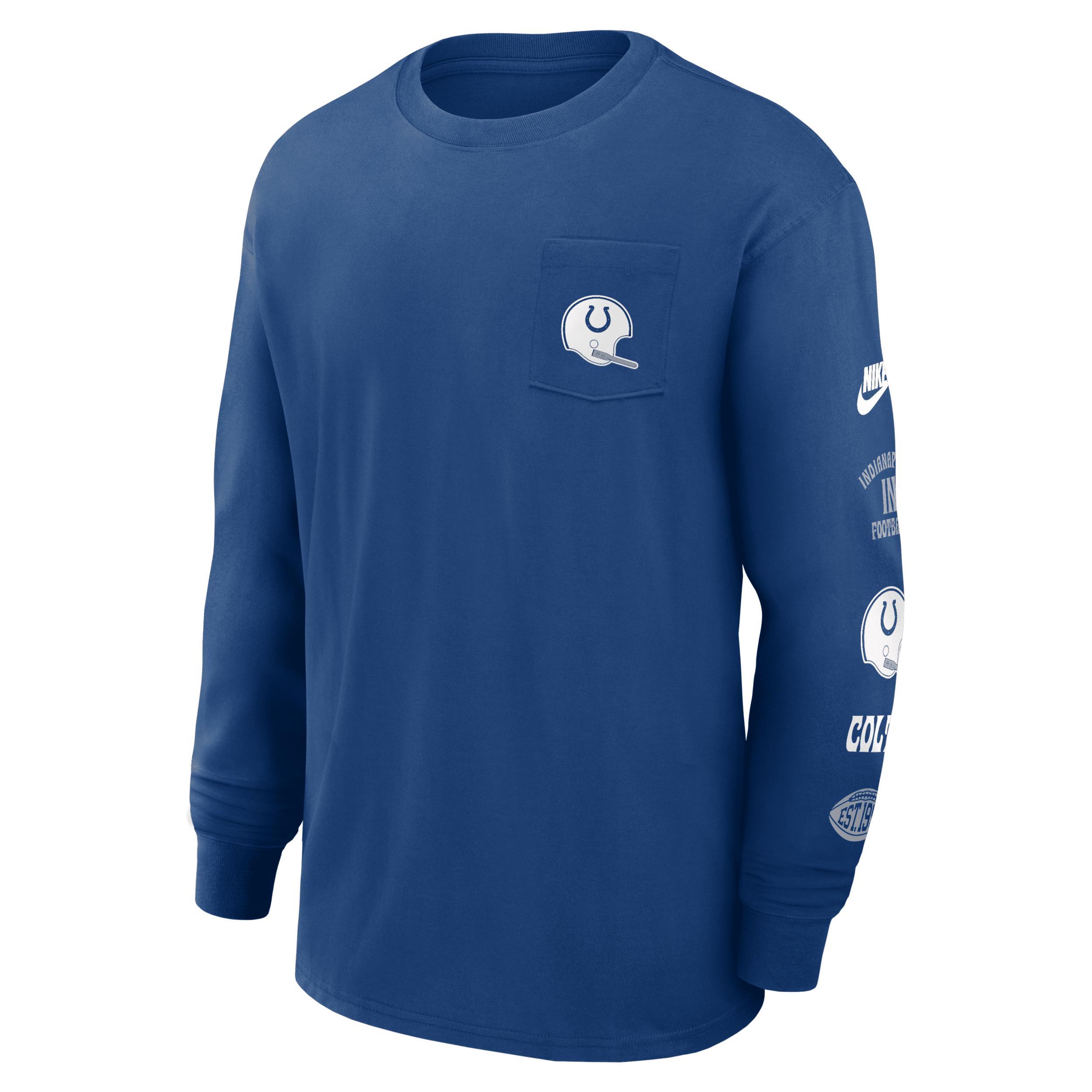 Nike Mens Blue Indianapolis Colts Rewind Heavy Max 90 Pocket Long Sleeve T-Shirt Product Image