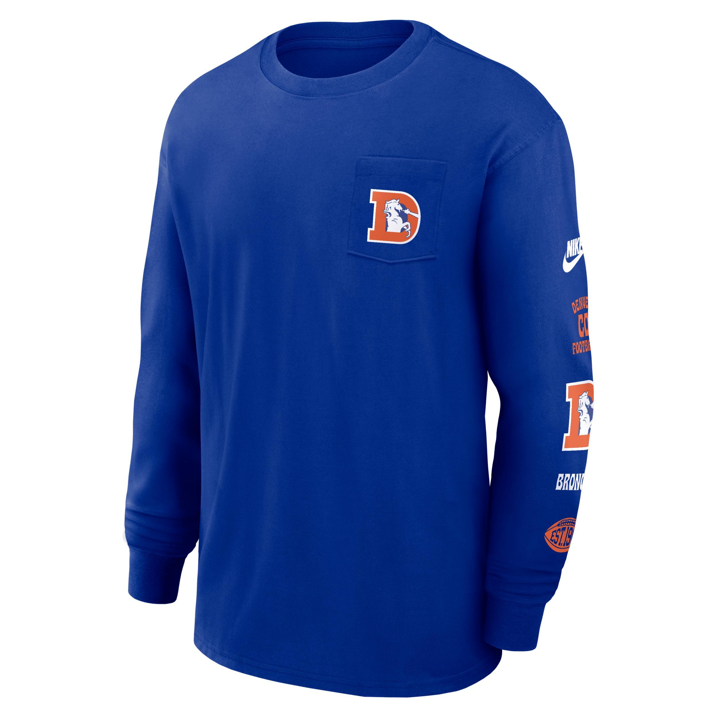 Denver Broncos Rewind Max90 Pocket Nike Men's NFL Long-Sleeve T-Shirt Product Image