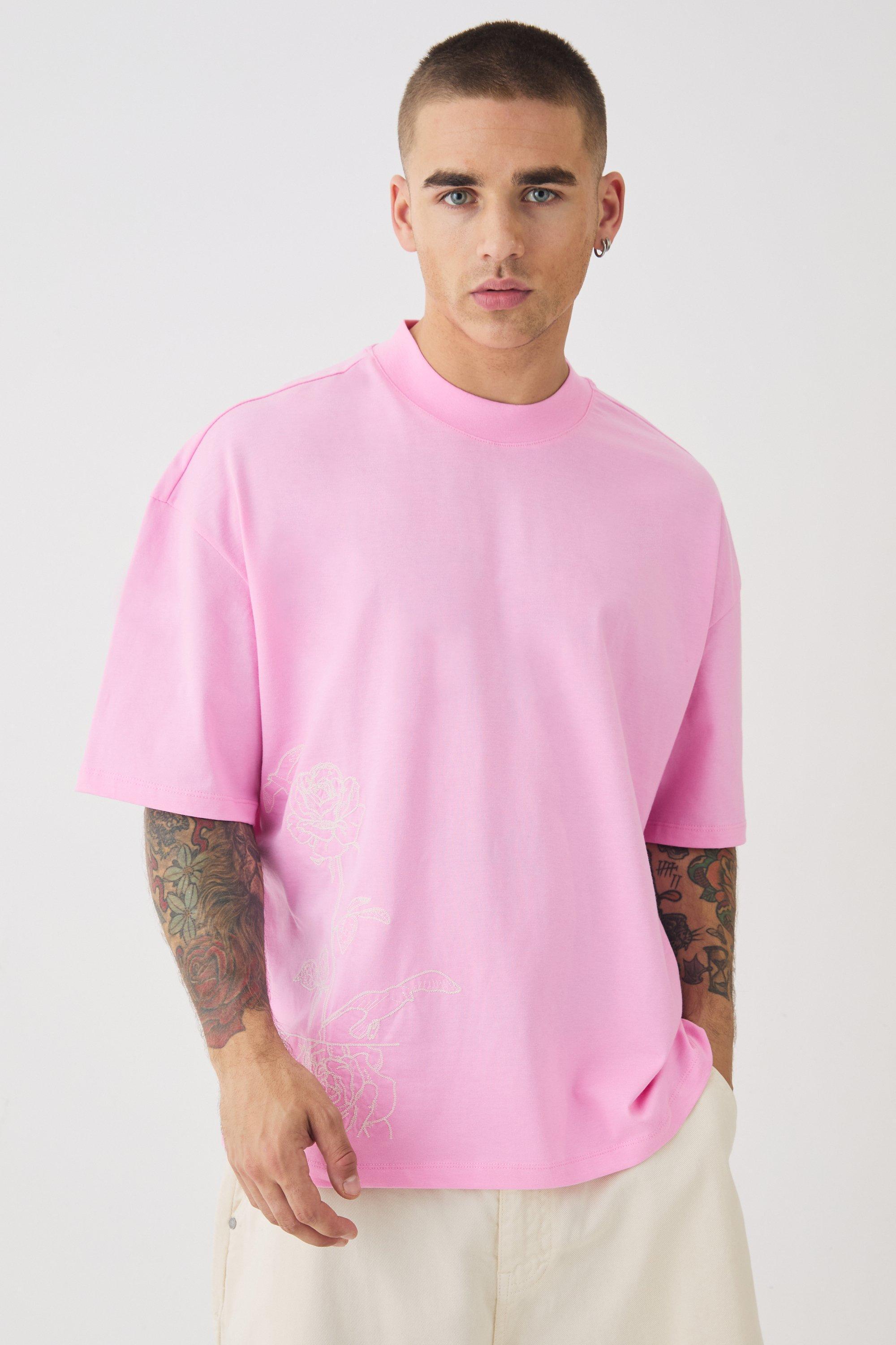 Oversized Boxy Extended Neck Line Drawing T-shirt | boohooMAN USA Product Image