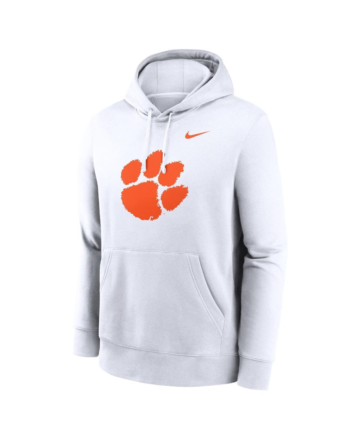 NIKE Men's White Clemson Tigers Primetime Evergreen Club Fleece Pullover Hoodie Product Image