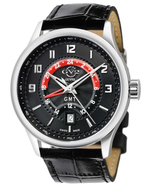 GV2 by Gevril Mens Giromondo Swiss Quartz Black Leather Watch 42mm - Black Product Image