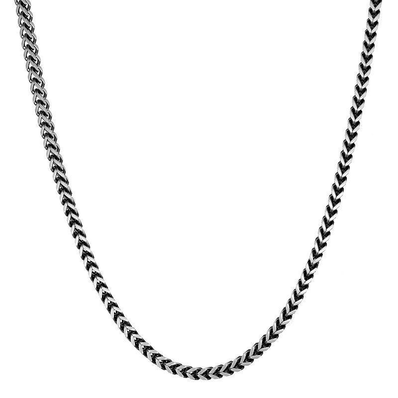 Mens LYNX Stainless Steel Foxtail Chain Necklace Black Product Image