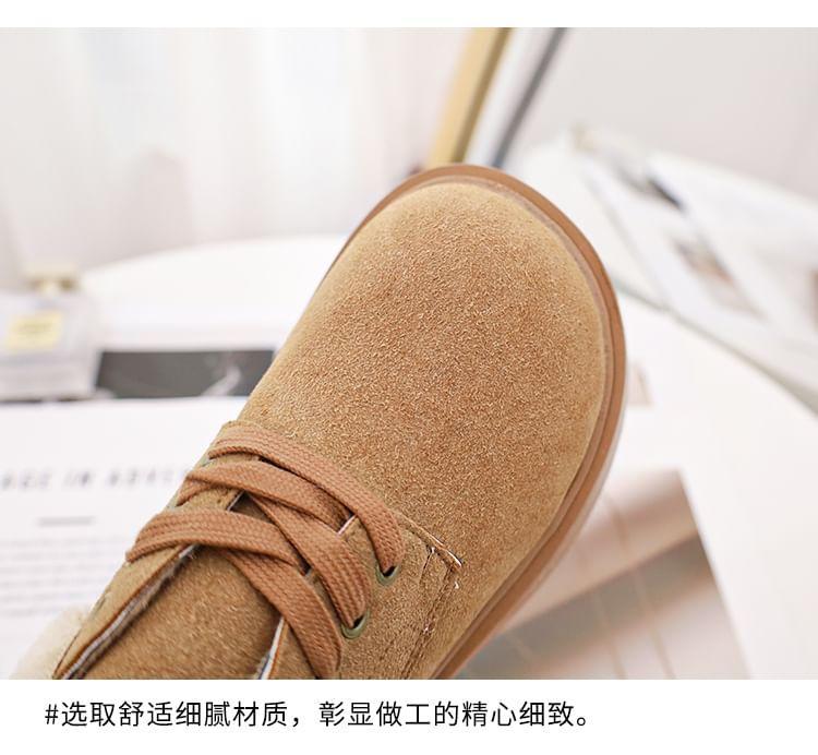 Platform Fleece-Lined Lace-Up Faux Suede Shoes Product Image