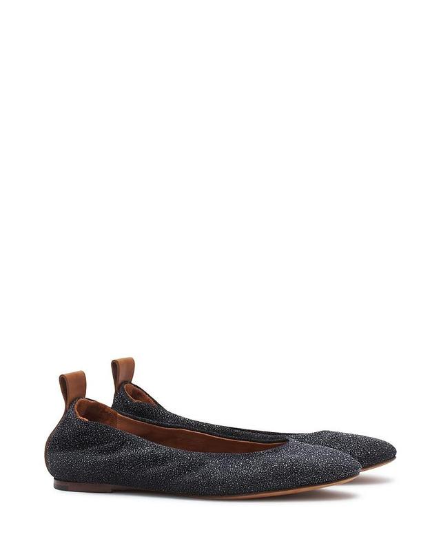 Lanvin Womens The Glittery Suede Ballerina Flat Product Image