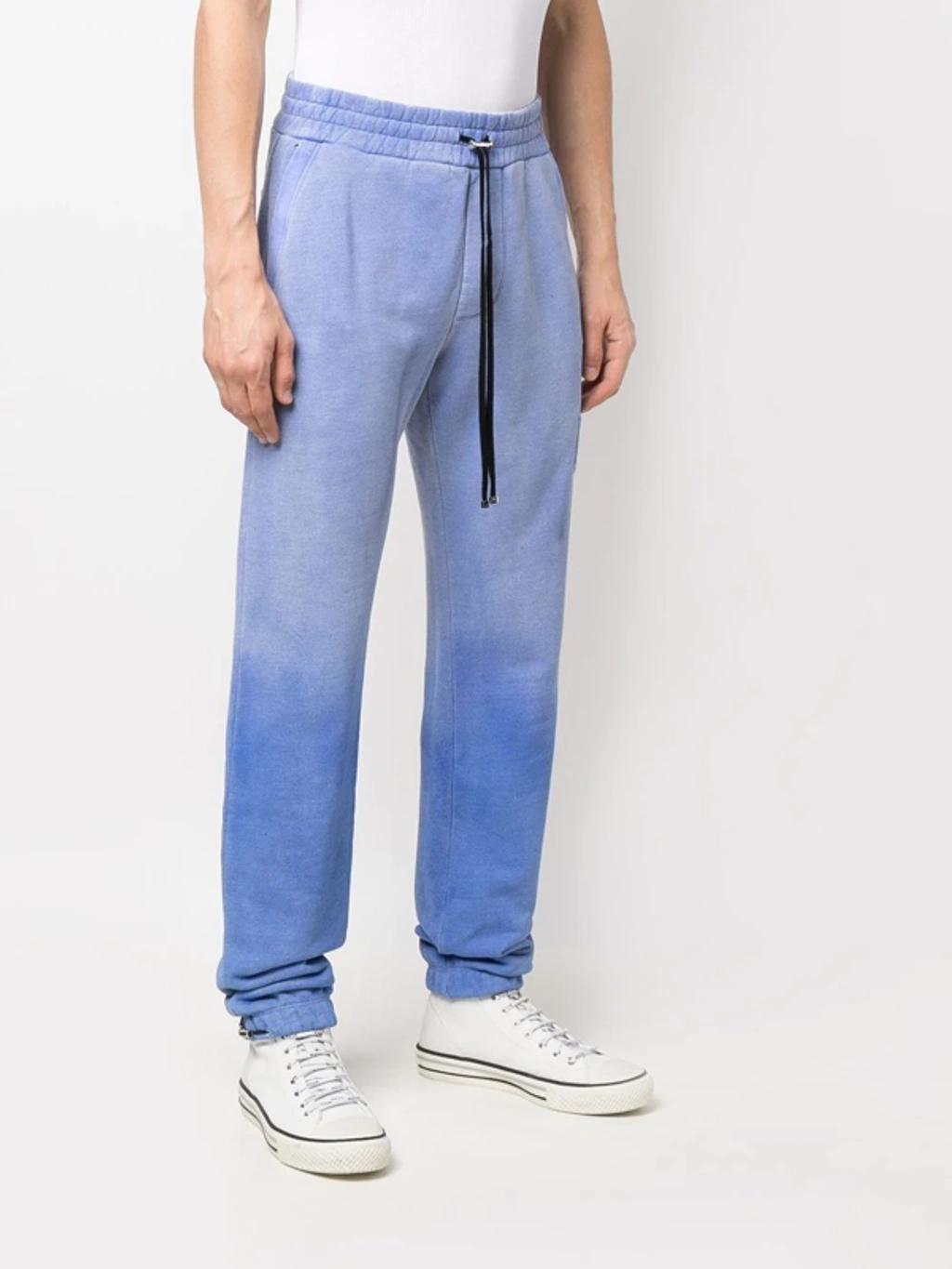 Slim-fit Tapered Logo-embroidered Cotton-jersey Sweatpants In Blue Product Image