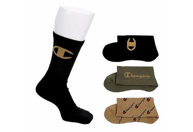 Champion Men's Large All Over Print Logo Crew Socks 3 Pairs Product Image