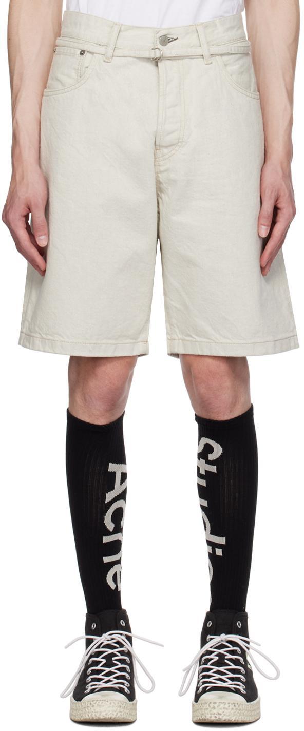 Off-white Relaxed-fit Denim Shorts In Bur Ecru/ecru Product Image