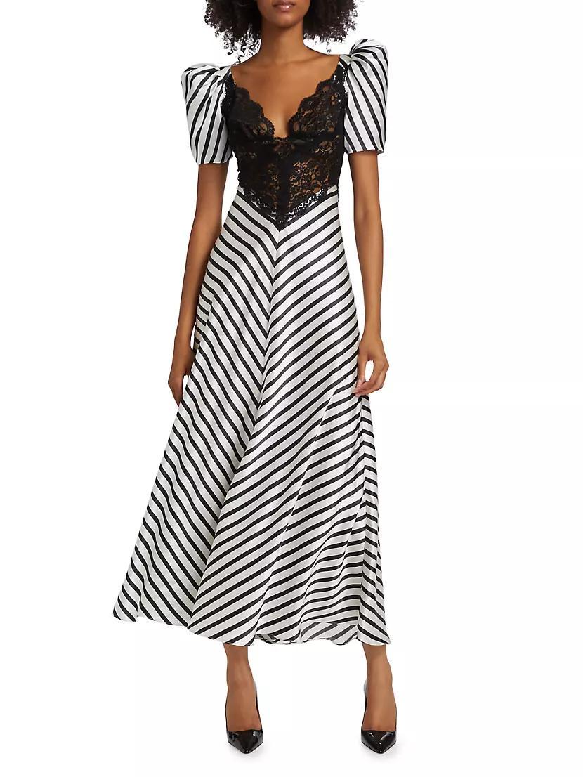 Beetlejuice II x Rodarte Stripe Lace Bodice Maxi Dress Product Image