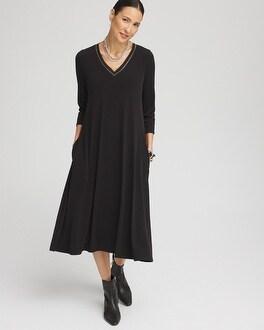 Ball Chain V-Neck Midi Dress Product Image