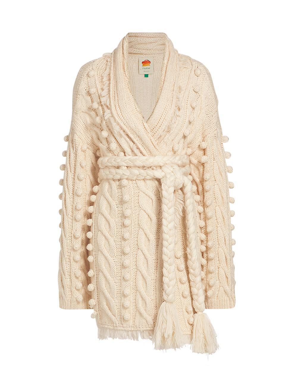 Womens Belted Cable-Knit Long Cardigan product image