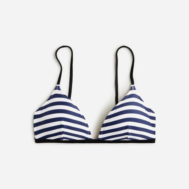 Contrast-trim french bikini top in stripe Product Image