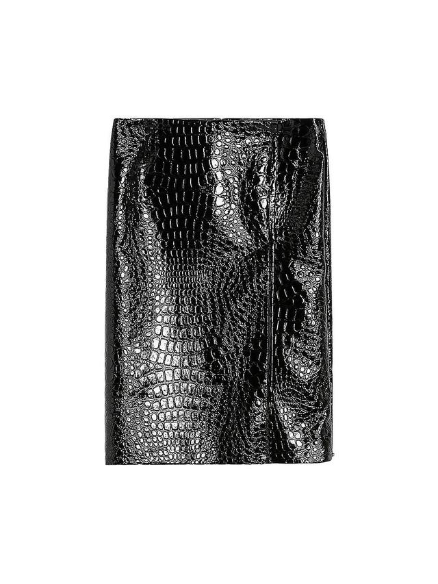 Womens Croc-Embossed Faux Leather Pencil Skirt Product Image