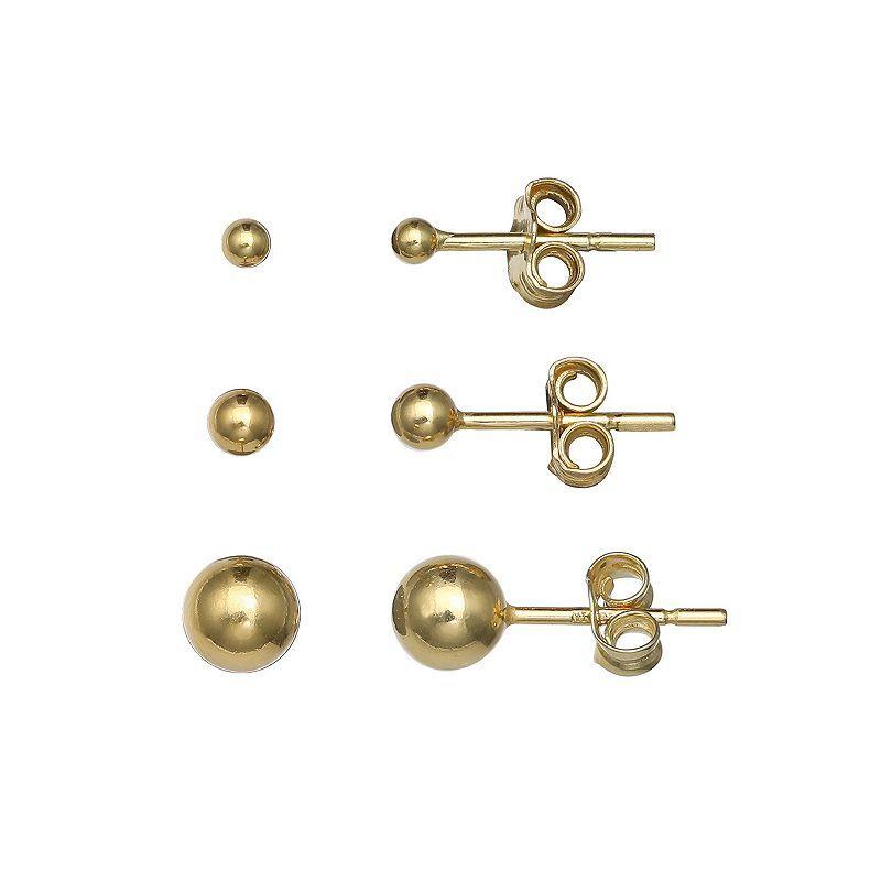 PRIMROSE Sterling Silver Graduated Ball Stud Earring Set, Womens, Gold Product Image