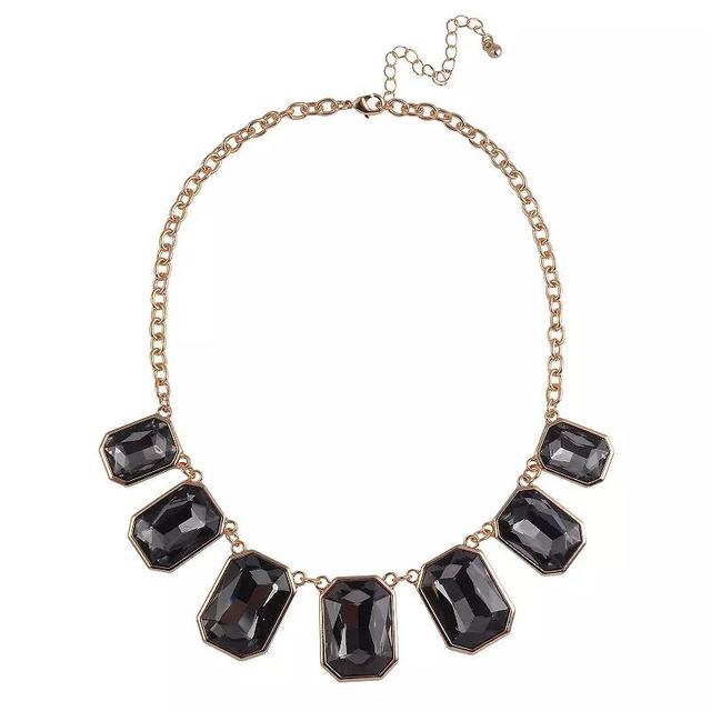 Emberly Gold Tone Black Stone Statement Necklace, Womens Product Image