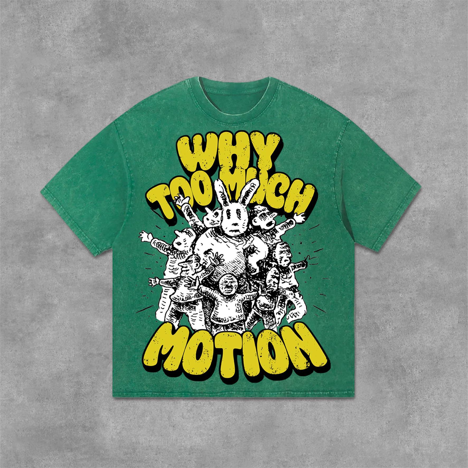 Vintage Why Too Much Motion Graphic Print Acid Washed T-Shirt Product Image