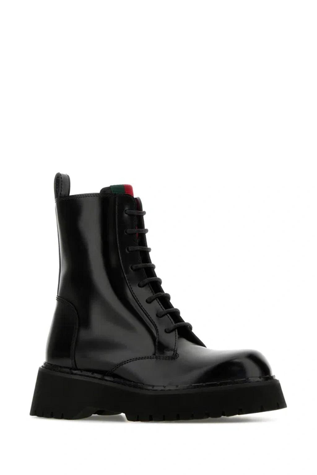 Black Leather Ankle Boots In Blackvrv Product Image