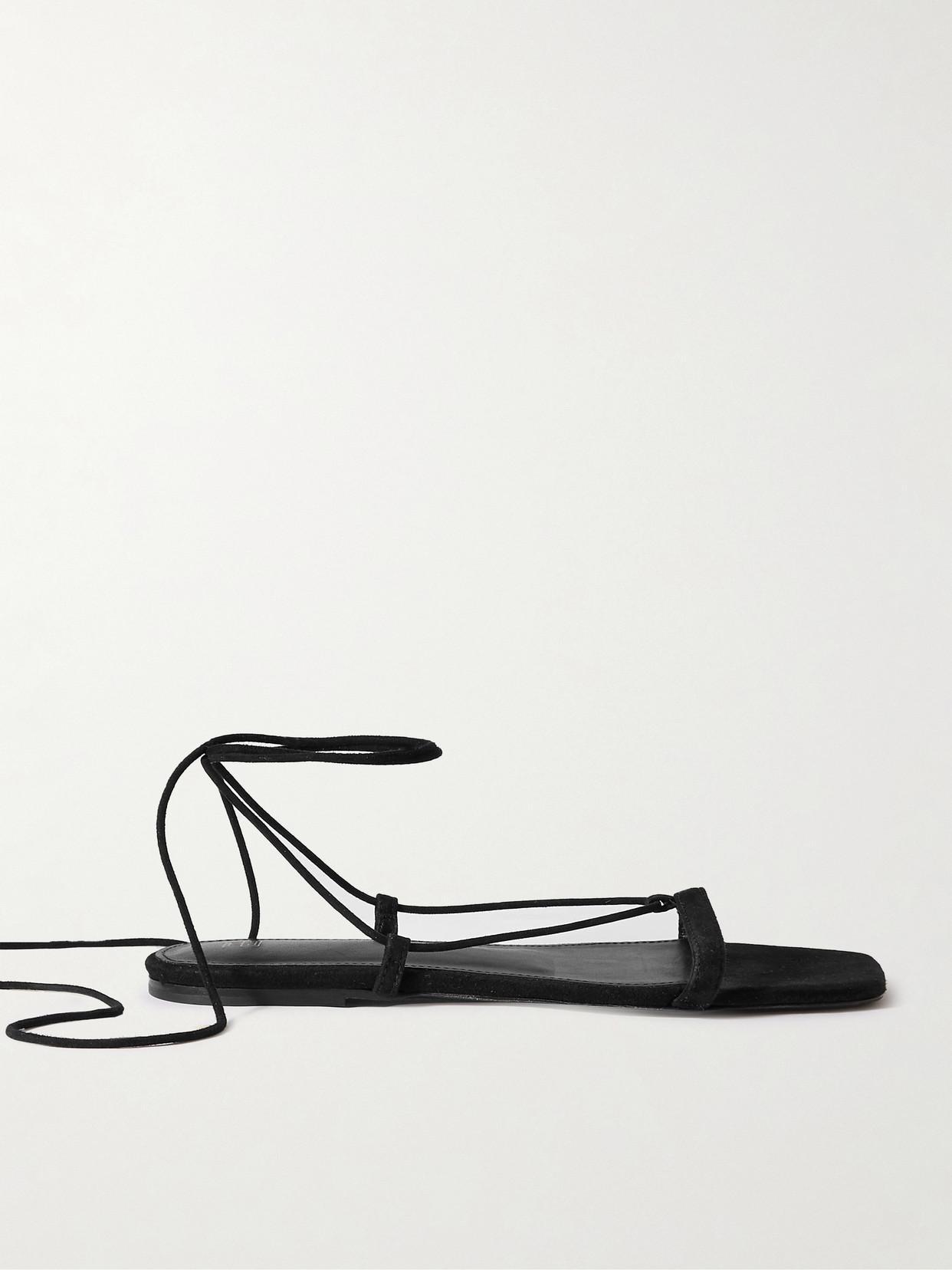 The Suede Tie Sandal Black Product Image