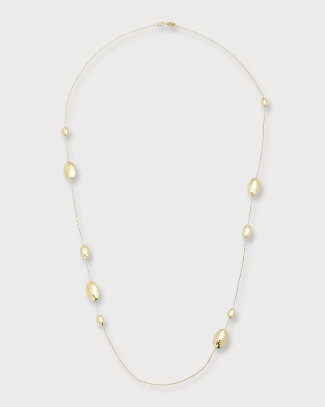 Long Hammered Multi Station Layering Necklace in 18K Gold Product Image