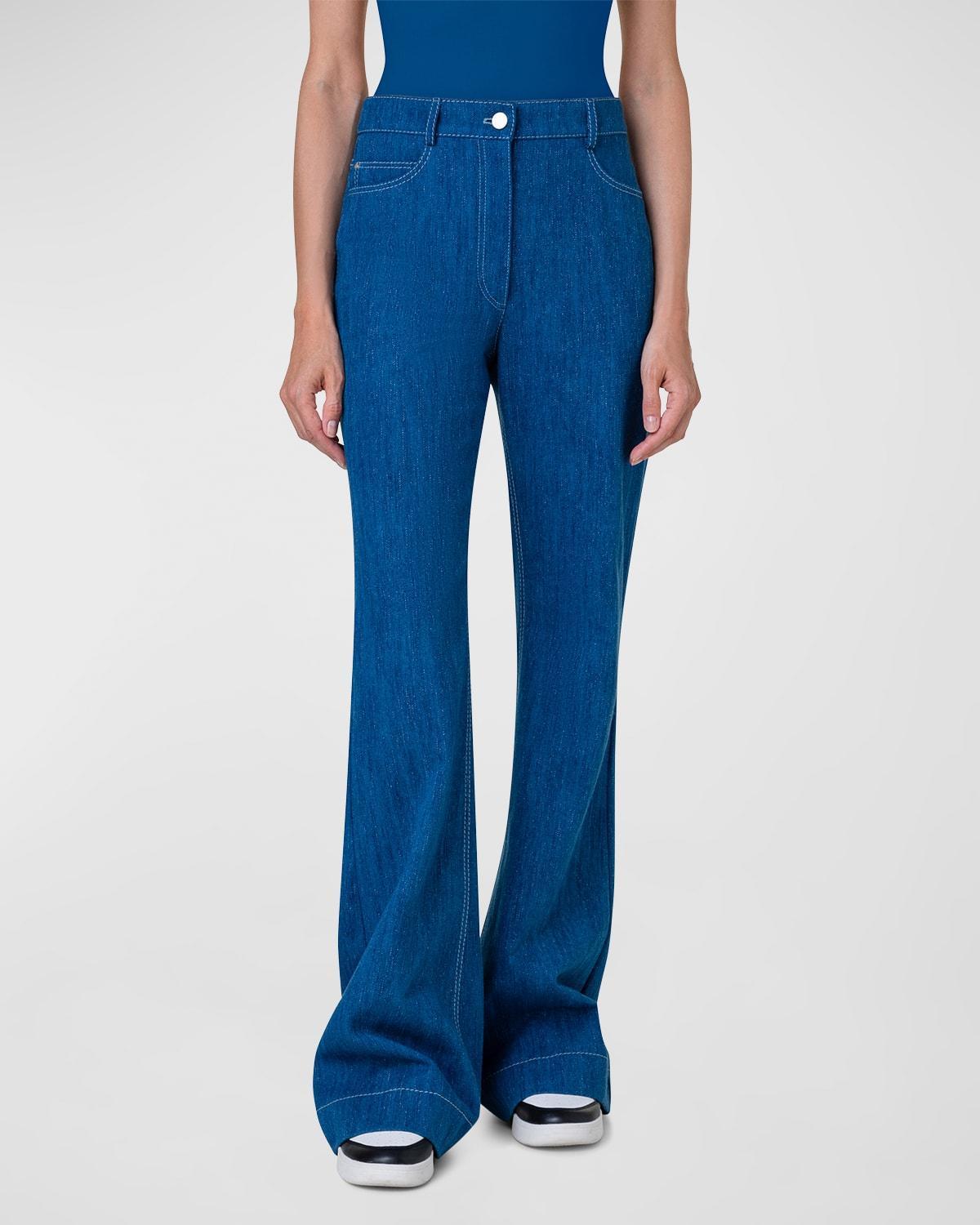 Courtney Bootcut-Leg Washed Denim Pants Product Image