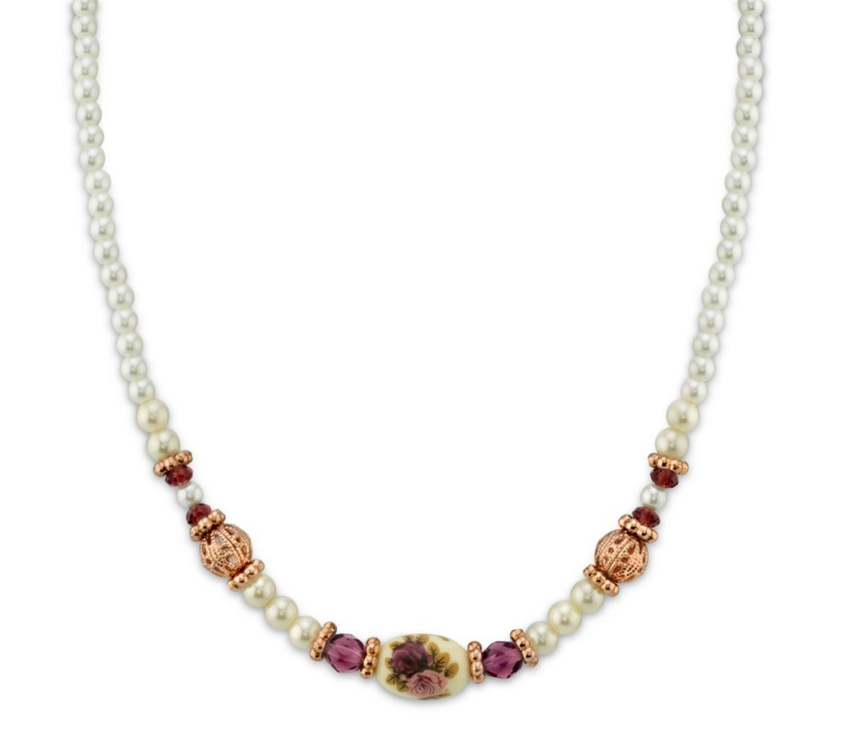 1928 Bead & Flower Necklace, Womens Multicolor Product Image