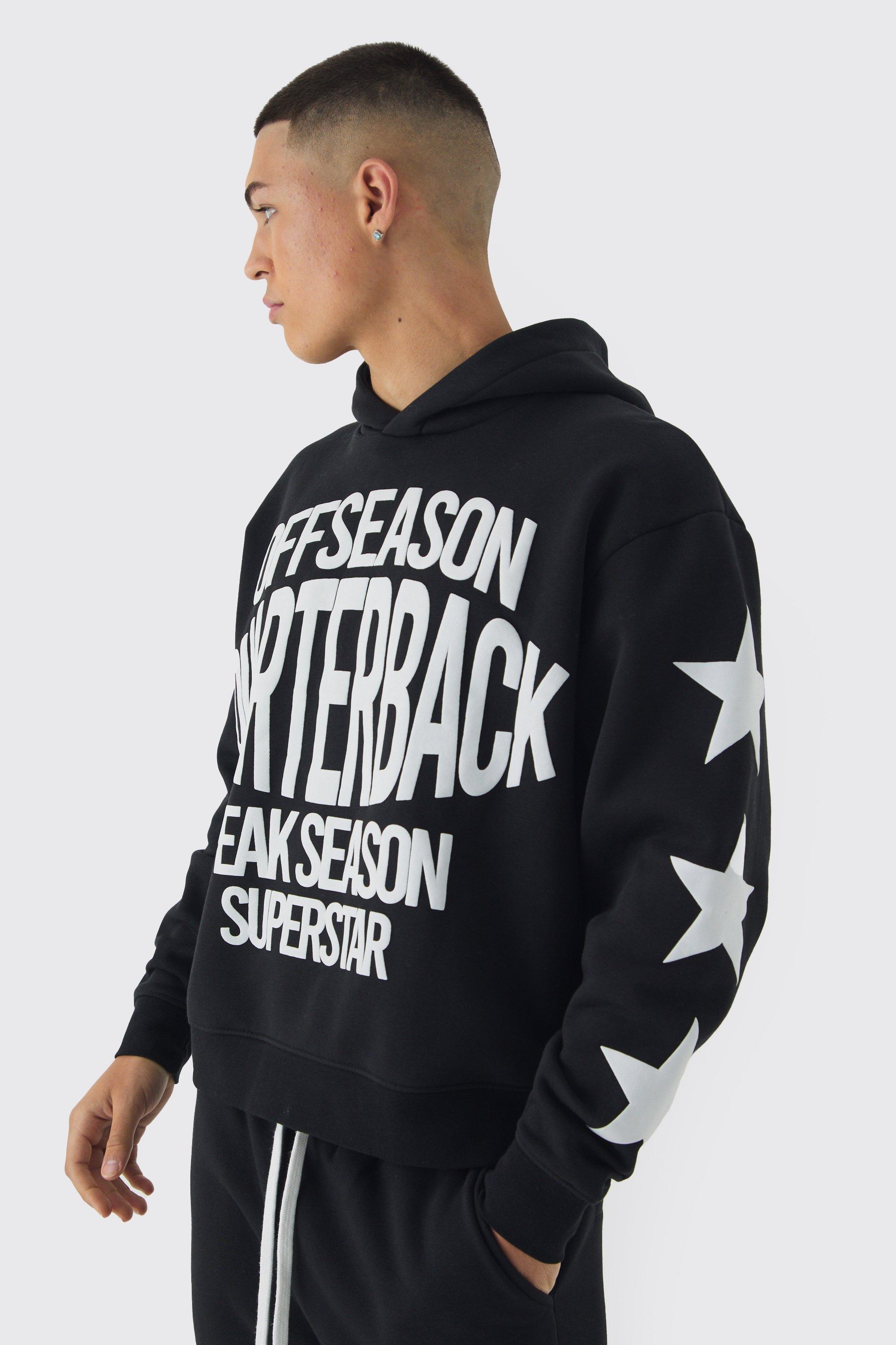 Oversized Boxy Off Season Puff Printed Hoodie | boohooMAN USA Product Image