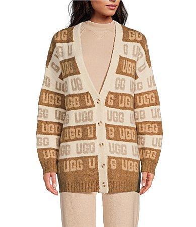 UGG Womens UGG Graphic Logo Cardigan Acrylic Blend Cardigans, Product Image