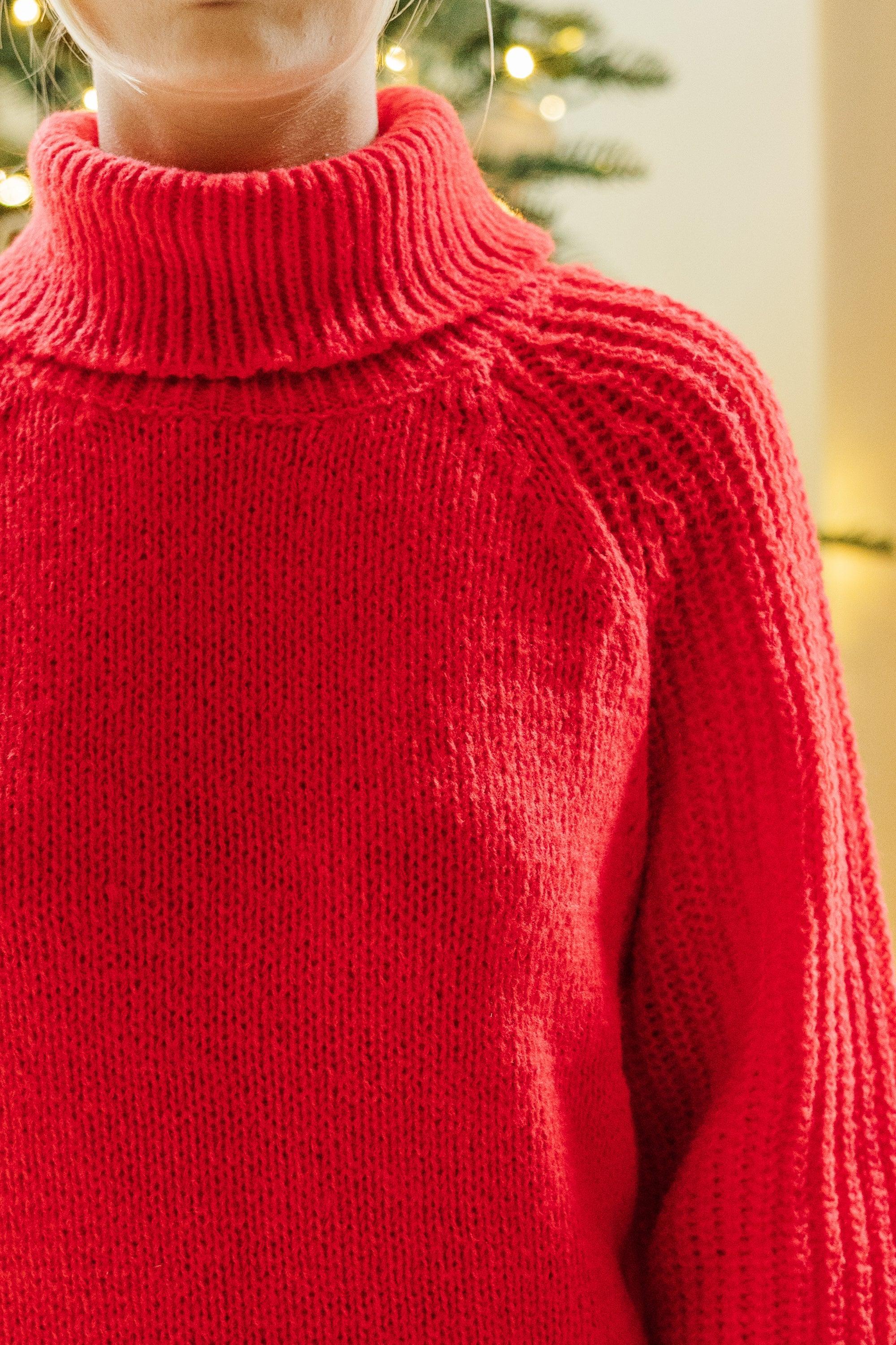 Be Present Red Turtleneck Sweater Female Product Image